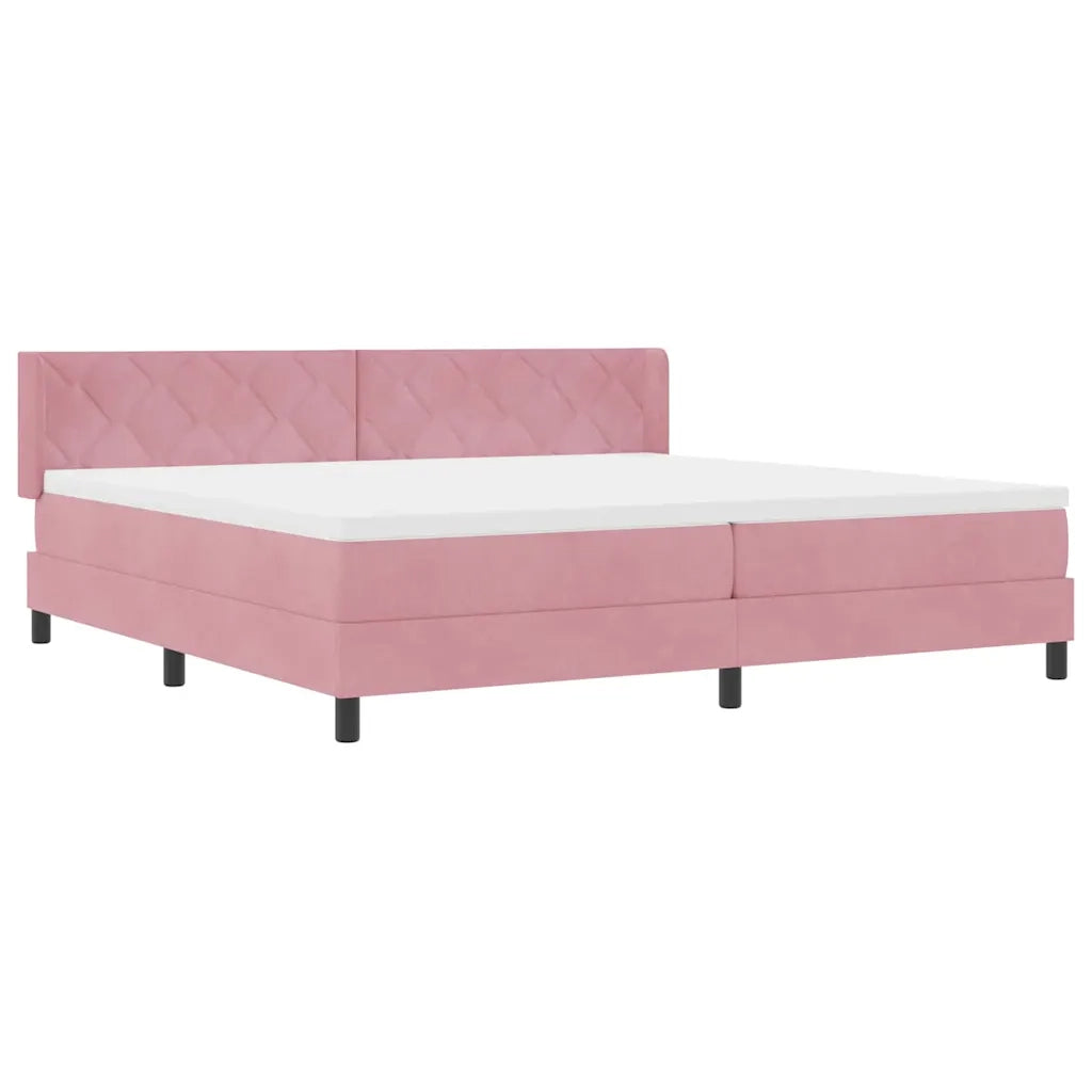 Letto a molle con testiera Rosa 200 x 200 cm Velluto 3341545