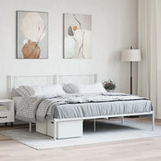 vidaXL Giroletto con Testiera Metallo Bianco 200x200 cm