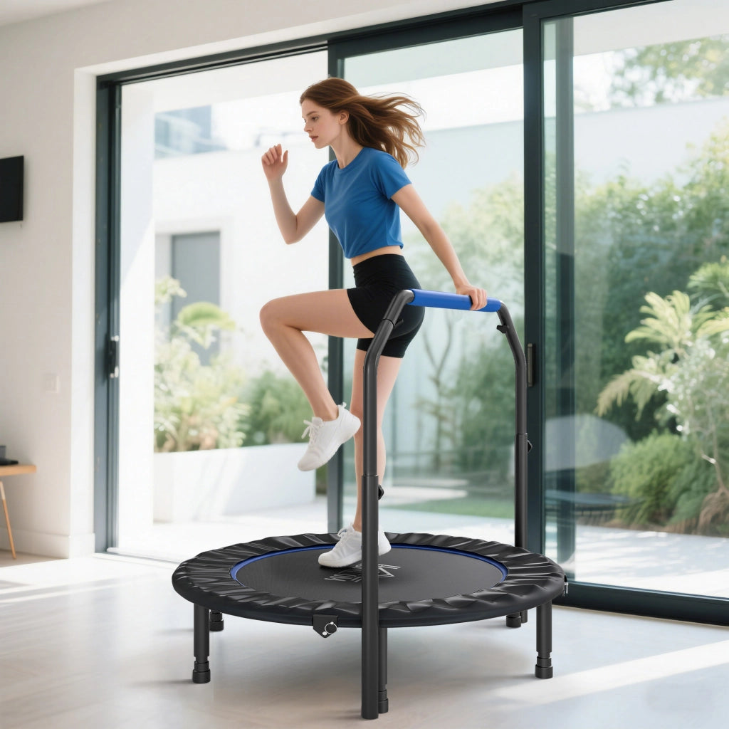 Trampolino Elastico Pieghevole ¨C Zephmum ¨C Acciaio 114 cm Blu Nero