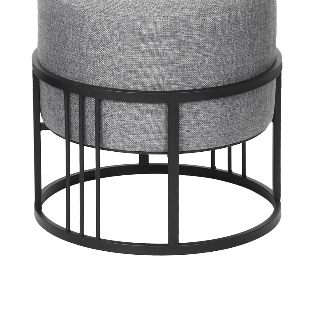 Set di 2 pouf impilabili design moderno e senza tempo multifunzionali rotondi grigio chiaro 03_0009694