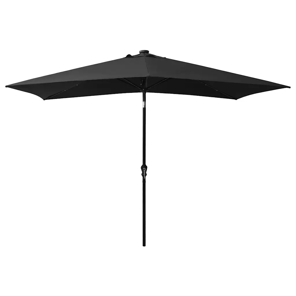 Ombrello | Parasolne a Sbalzo con Palo in Acciaio e LED Nero 2x3 m