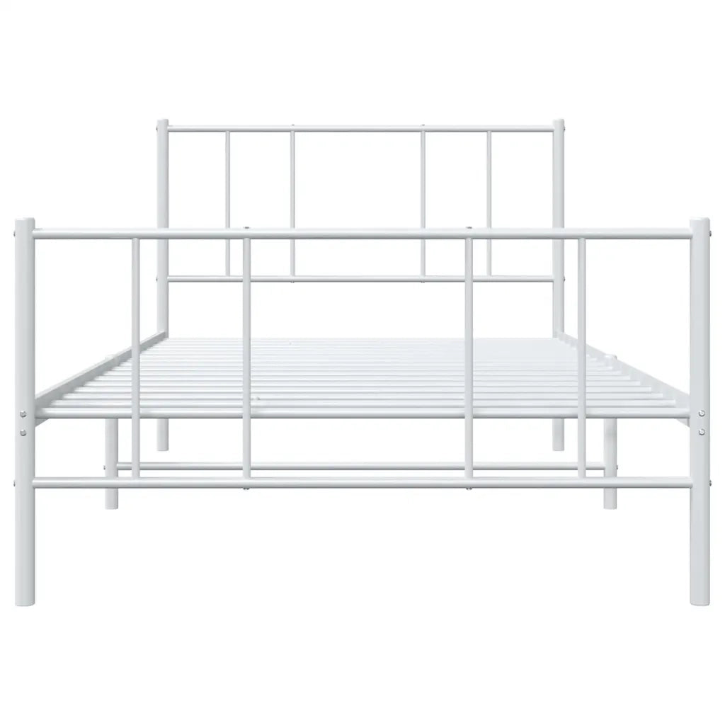 Giroletto con Testiera e Pediera-Struttura letto con testiera Metallo Bianco 90x200 cm