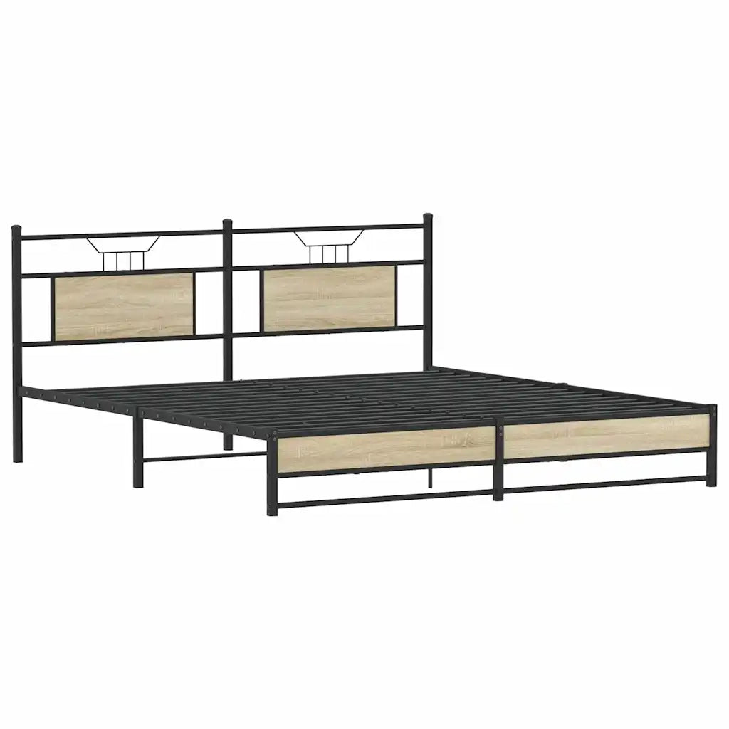 Letto matrimoniale | Letto per adulti | Giroletto senza Materasso Rovere Sonoma 160x200cm in Truciolato