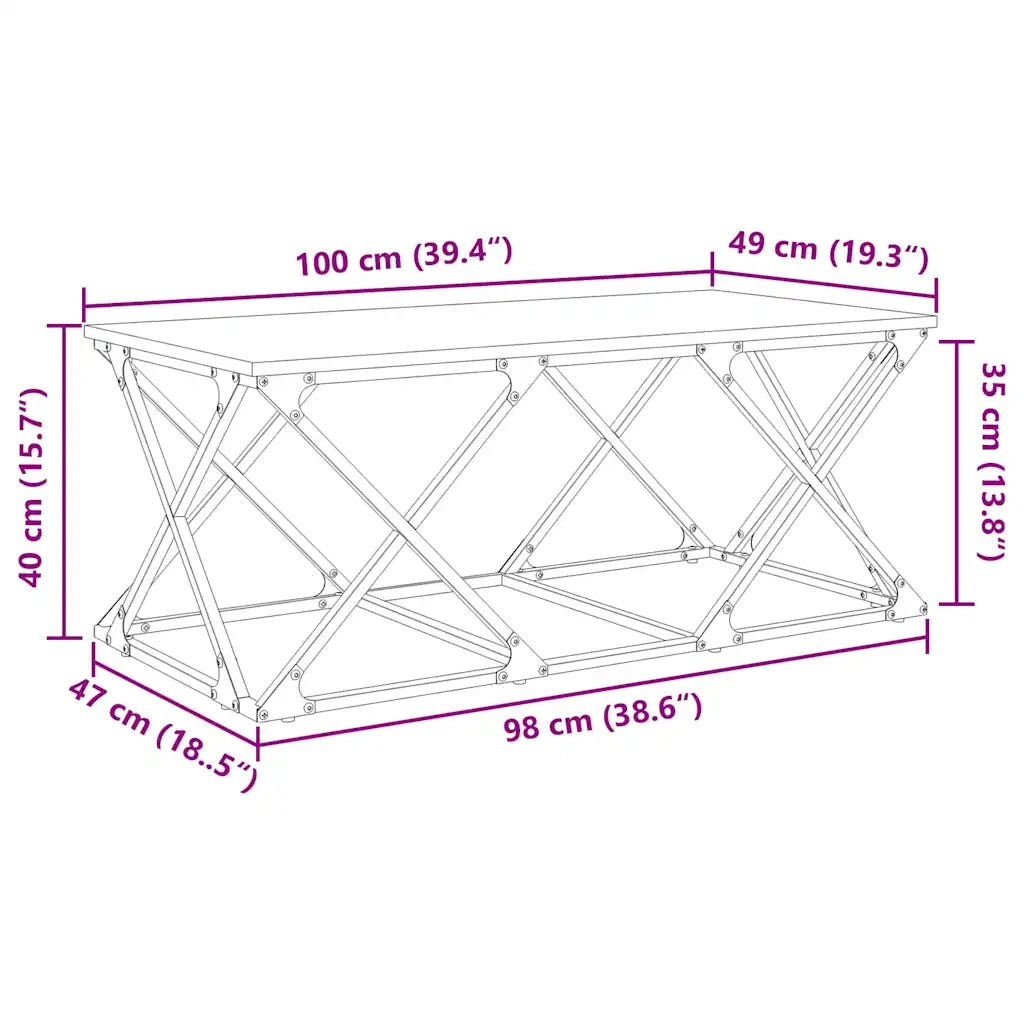 Tavolino da salotto Rovere Nero 100 x 49 x 40 cm 882768