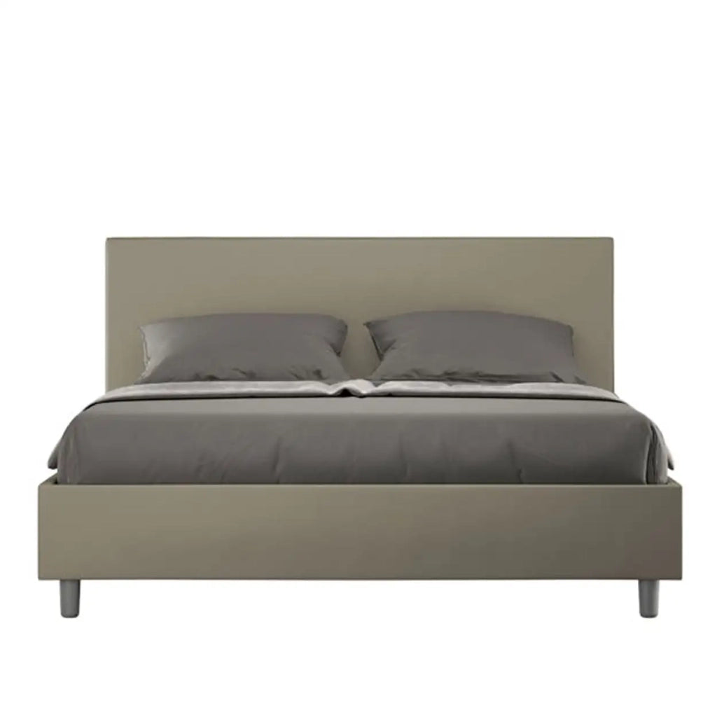 Letto matrimoniale senza rete imbottito 160x210 similpelle cappuccino Adele