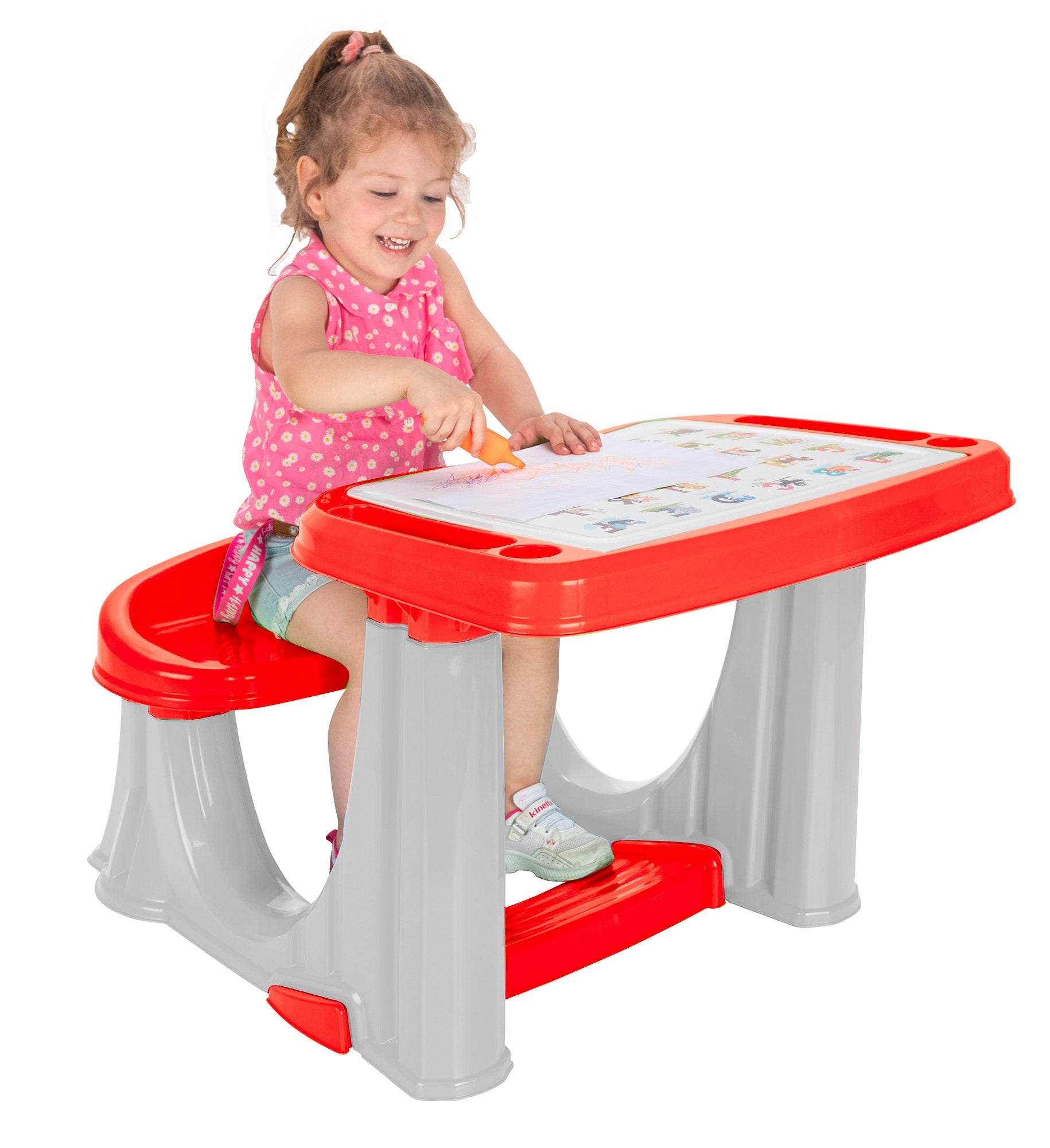 Banchetto Studio Scuola per Bambini 62x78x50 cm Rosso