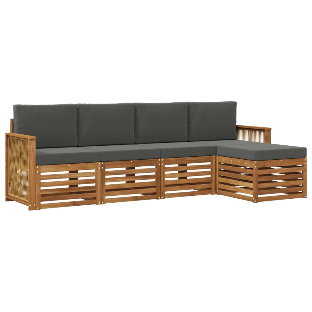 Set di divani da esterno 5 pz Naturale e Antracite 3384238