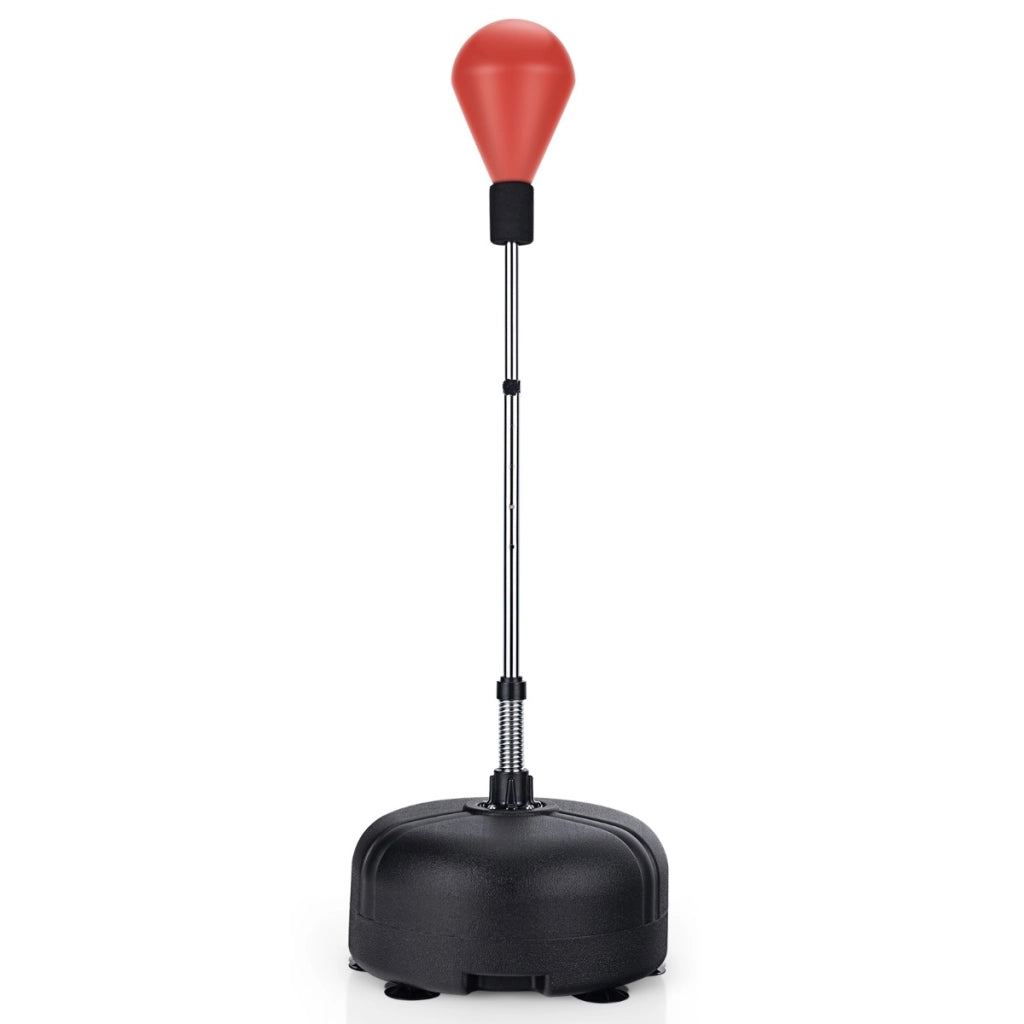 Punching ball per adulti e bambini con altezza regolabile in 4 posizioni, Sacco da boxe con supporto e guanti Rosso-Boxe