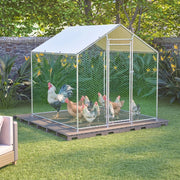 Pollaio in Metallo 2×2×2 m; Recinto per Galline da Esterno con Telo Impermeabile UV; Porta con Serratura e Rete Protettiva