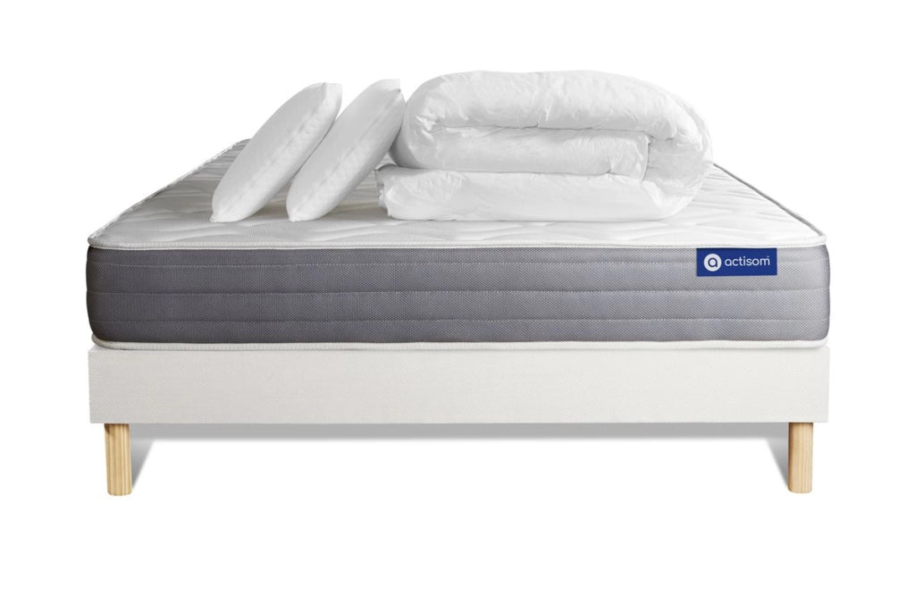 Pacchetto letto completo - Materasso 200x200cm + Box spring con doghe (kit) + 2 cuscini + Piumino - Actiflex Dream