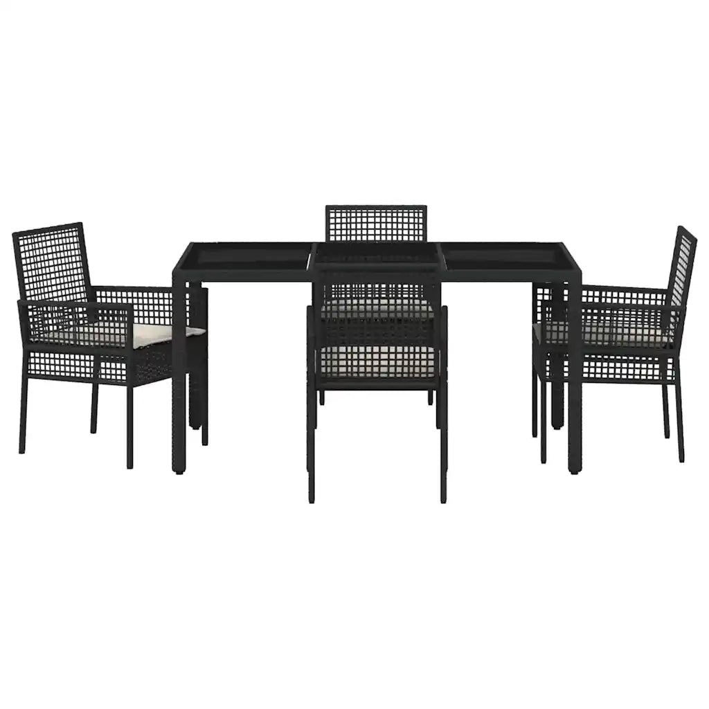 Set da Pranzo per Giardino 5 pcs Nero polyrattan 3334857