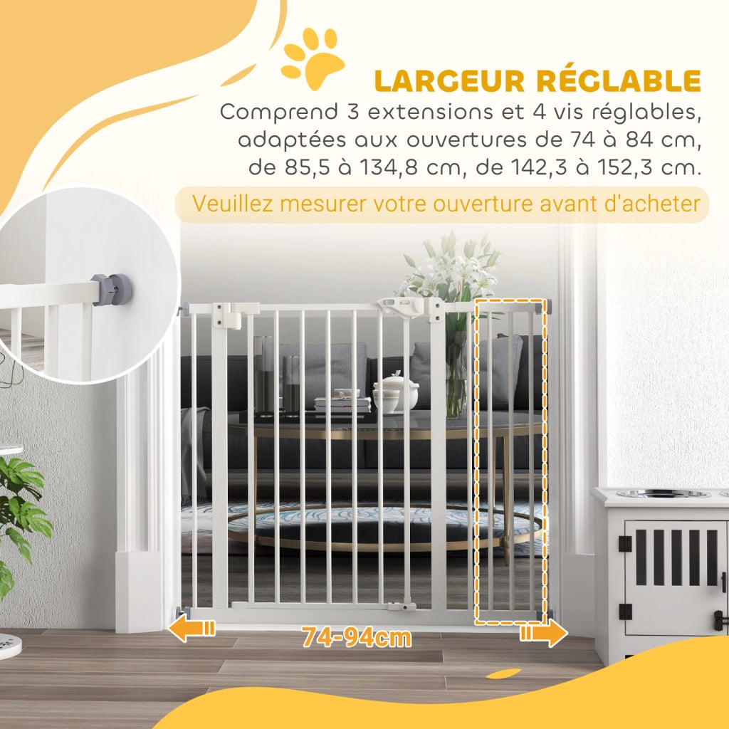 Barriera di sicurezza per animali ¨C zephmum ¨C Bianco, Sistema di doppio blocco, Chiusura automatica, Senza foratura
