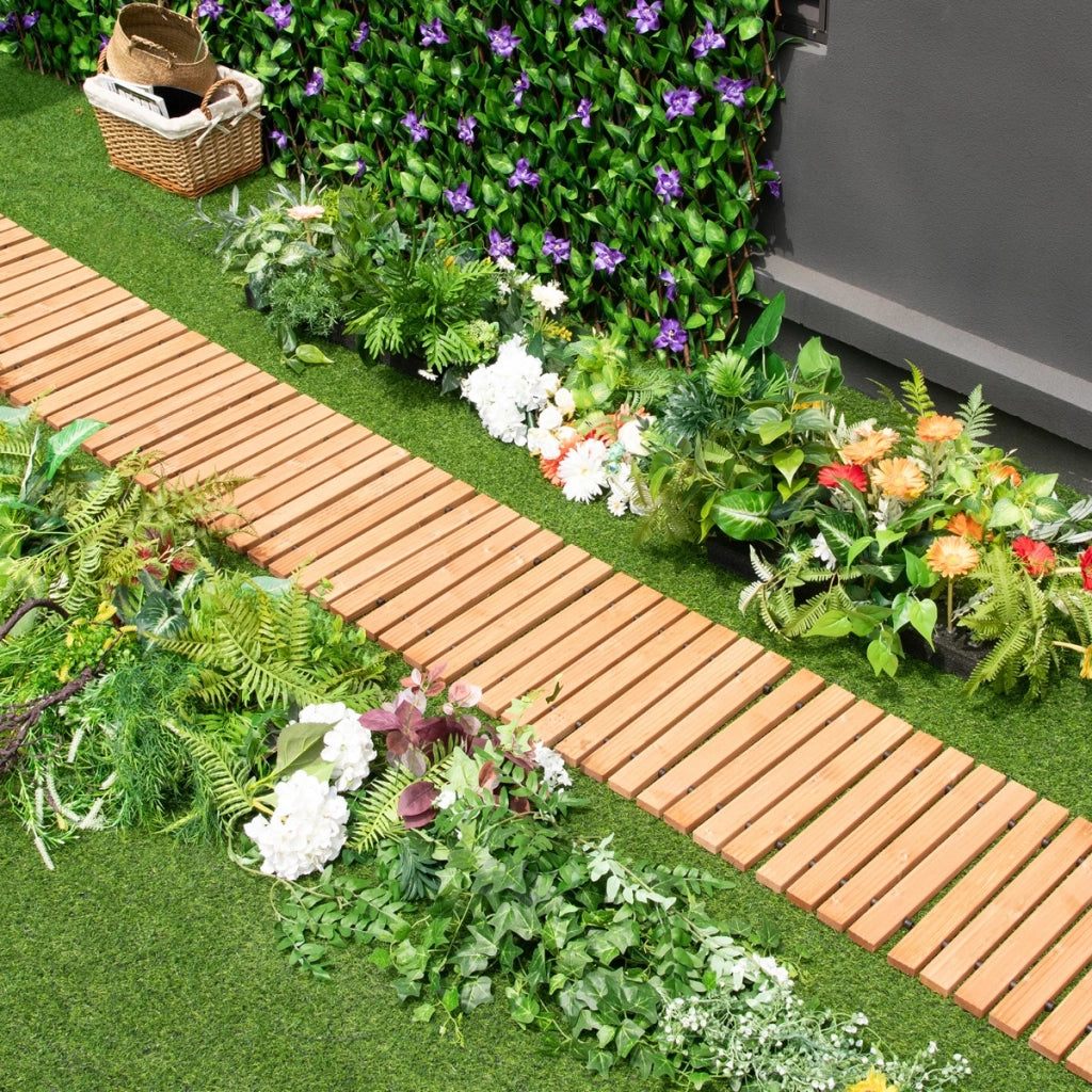 Sentiero avvolgibile di legno per giardino, Vialetto con fil di ferro e consistenza antiscivolo 43cm