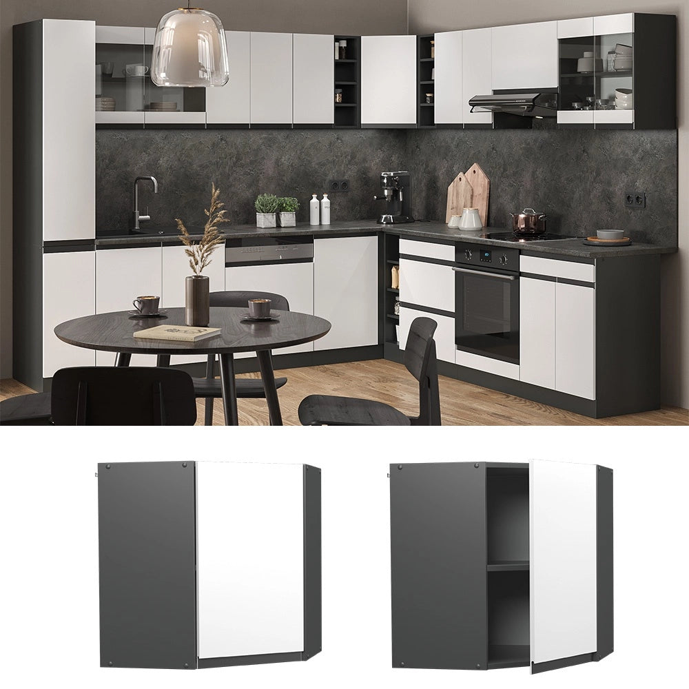 Mobile angolare da cucina R-Line Bianco/Antracite 57 cm Forma a J Vicco