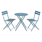 Set Bistrot Caprile da Esterno con Tavolino Rotondo e 2 Sedie in Acciaio Turchese [en.casa]