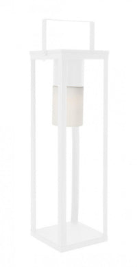 Lampada Lanterna Solare 20x20x75h cm con Manico Bianco