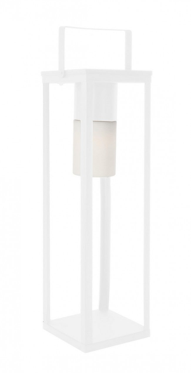 Lampada Lanterna Solare 20x20x75h cm con Manico Bianco