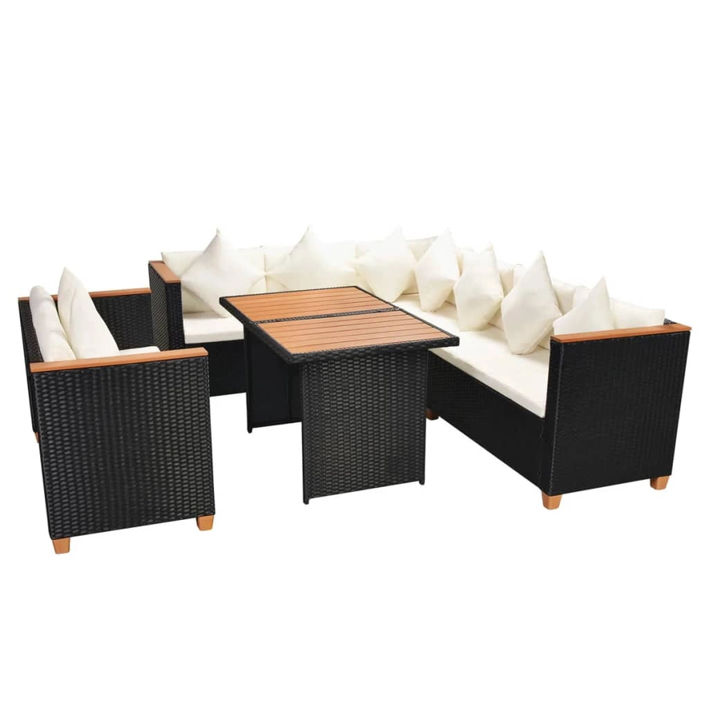 Set mobili da giardino set di mobili da esterno 5 pezzi con cuscini polyrattan nero 02_0016492