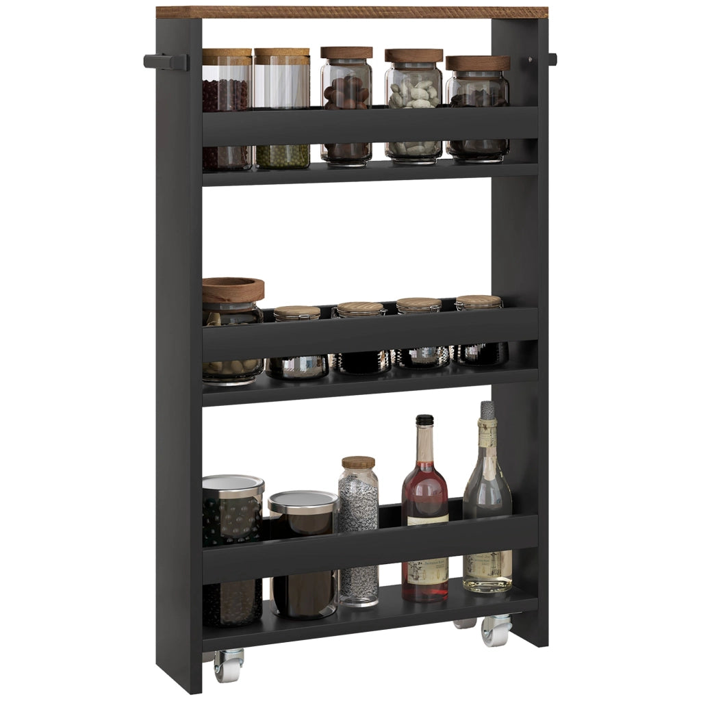 Carrello con cassetti e ruote 3 livelli ¨C zephmum ¨C 51.5x13x80 cm