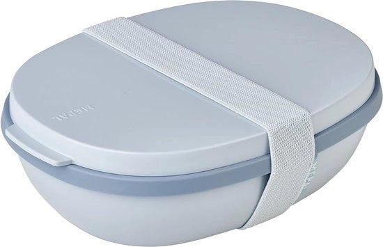 Lunchbox Duo - contenitore per la preparazione delle pasti per adulti e contenitore per portare in ufficio, contenitore per il pane per una sana colazione, ideale per panini e insalate, 825 ml + 600 ml, blu nordico
