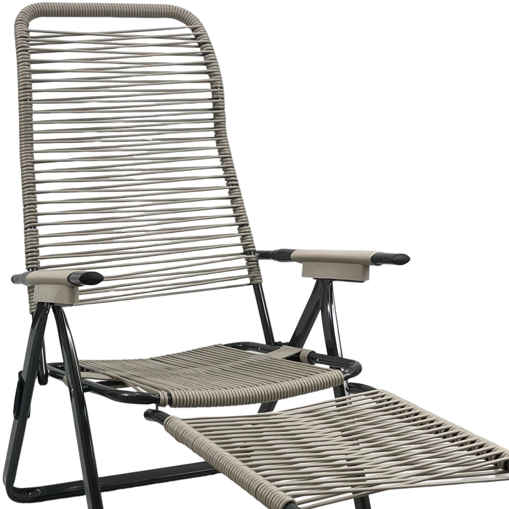 Marvin Sdraio Cordonata con Poggiapiedi Sedia a Sdraio da Giardino Filo in Pvc Pieghevole Metallo Poltrona Relax Tortora