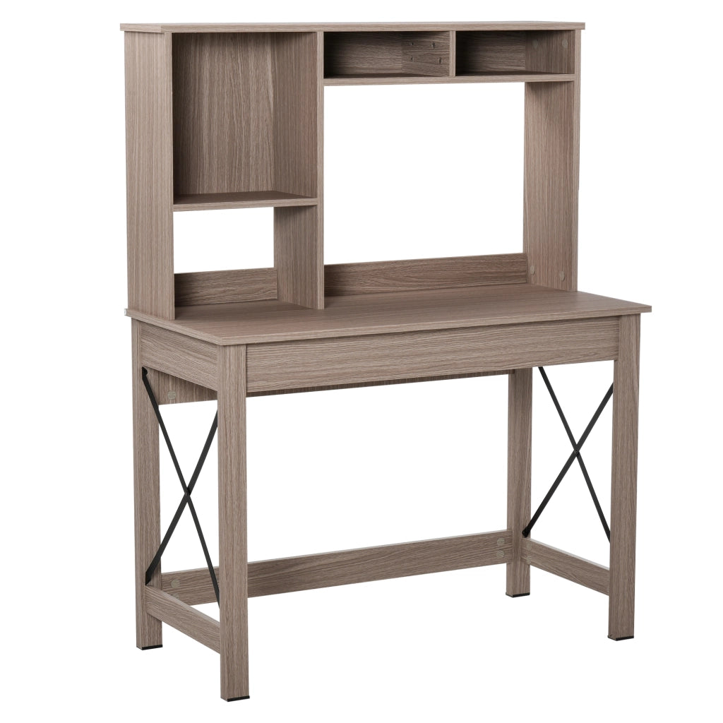 EasyComfort Scrivania per Computer Moderna con Ripiani Aperti, Scrivania con Libreria in Legno, Tavolo Porta PC per Computer, per Ufficio, Studio e Camera da Letto, 105x50x137.5cm, Marrone