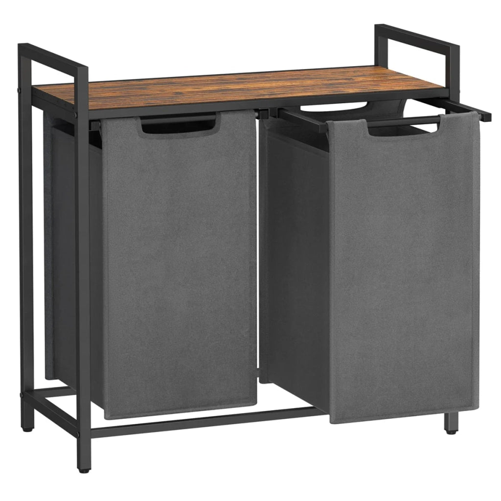 Cesto portabiancheria con 3 scomparti e 1 ripiano rimovibile per sacchetti capacità 38 l per sacchetto per bagno/lavanderia grigio 12_0006762