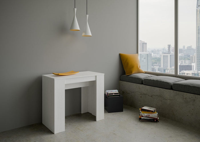 Consolle Allungabile 90-204x48x77 cm in Nobilitato Bianco