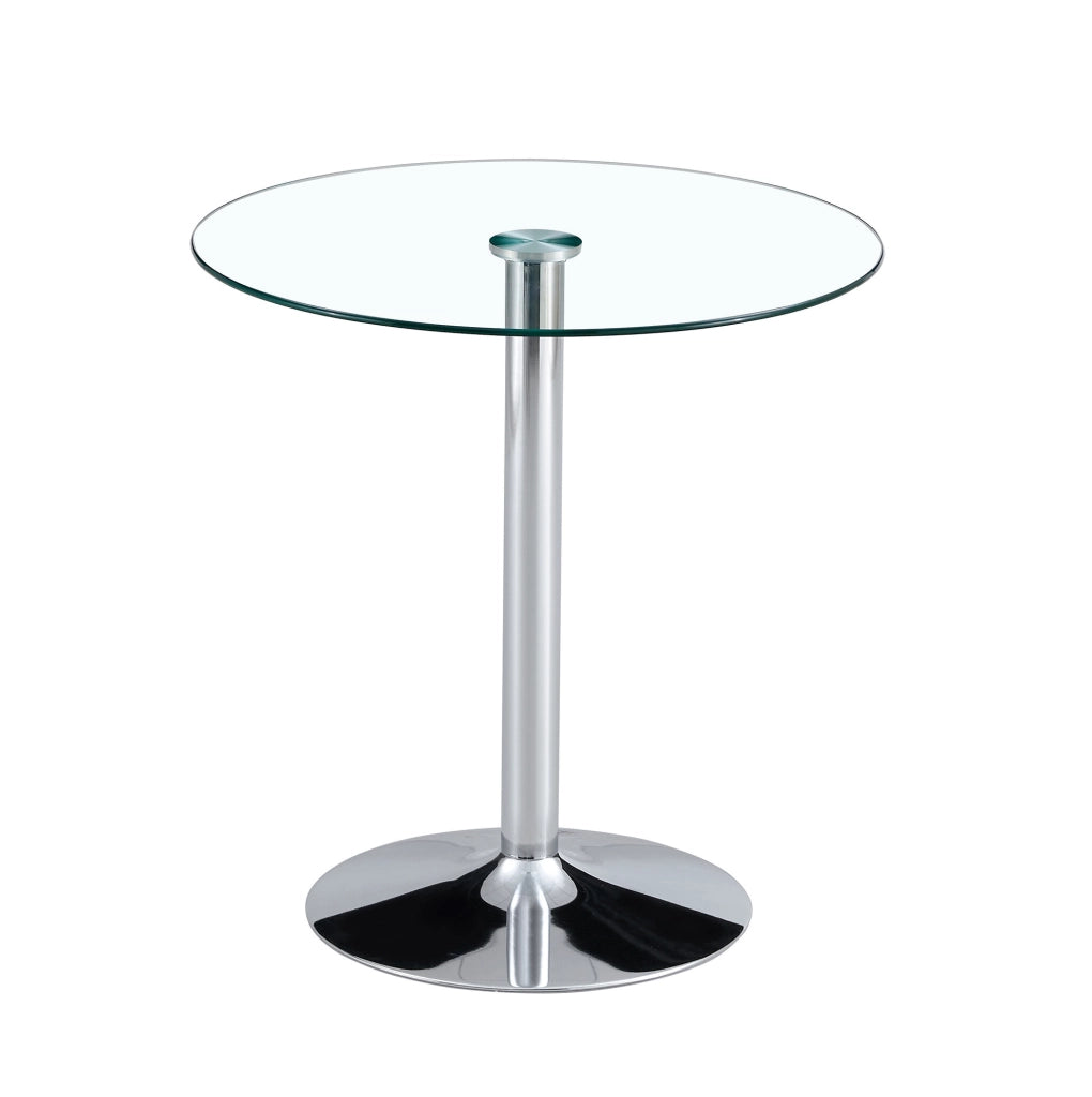 Set bar con tavolo rotondo in vetro ? 89 cm e 2 sgabelli trasparenti con gambe oro