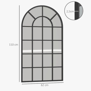 Specchio da parete 110 x 62 cm con cornice in metallo nero per ingresso, soggiorno e camera da letto