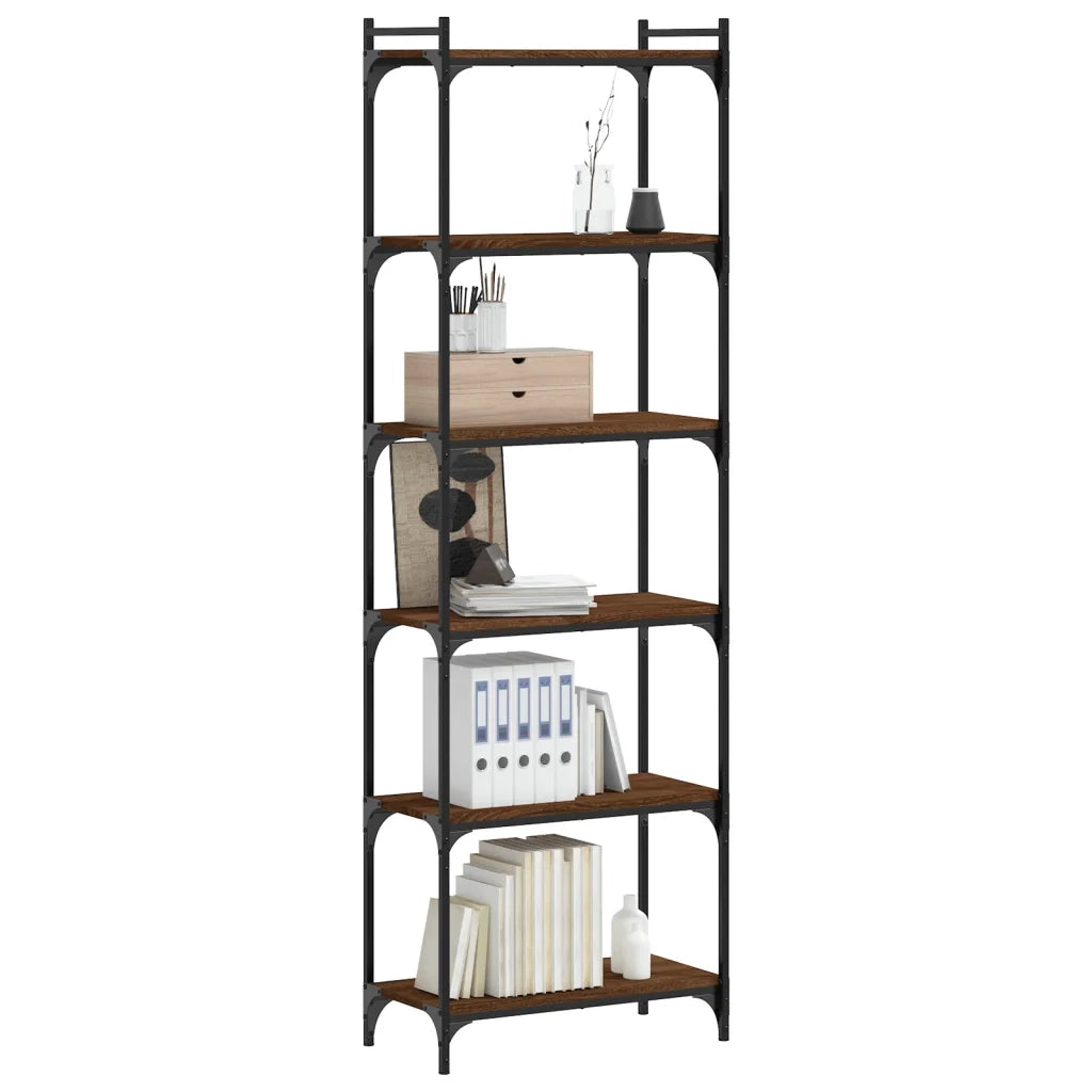Libreria 6 Ripiani Rovere Marrone 60x30x188cm Legno Multistrato 837666