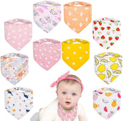Set di 10 pannoloni con 2 spille regolabili, 100% cotone, bandana a forma di triangolo per bambini, fazzoletti per la bocca, morbidi e assorbenti, pannoloni per bambini