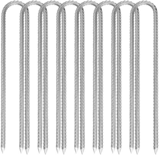 Anker per Tenda 30 cm - 8 Stuks - Punti di Appoggio in Acciaio - Attacchi Antiscivolo - Adatti per Tende e Recinzioni