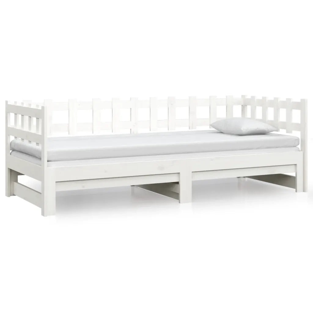 Dormeuse Estraibile Bianca 2x(80x200) cm Legno Massello di Pino 820767