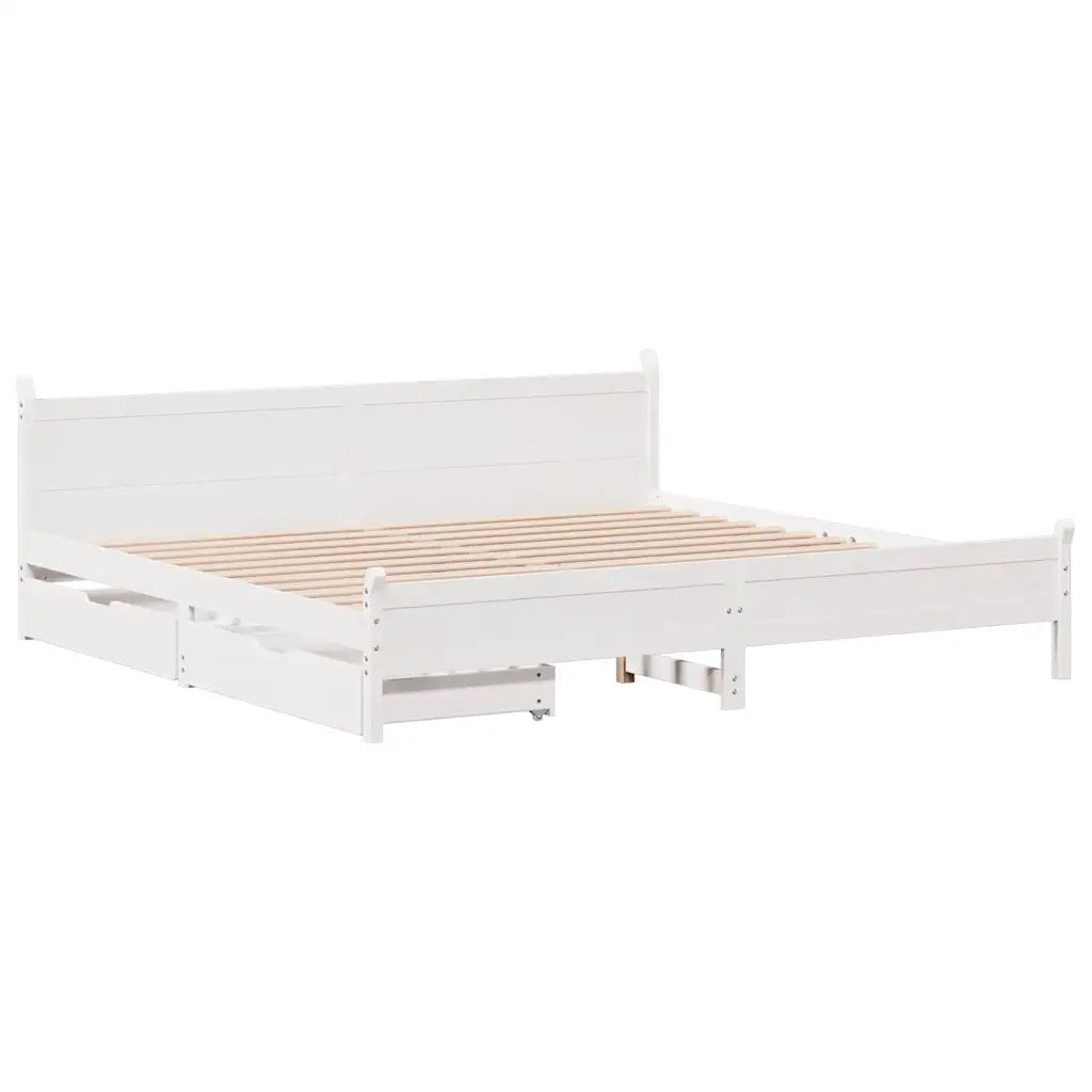 Giroletto senza Materasso Bianco 200x200 cm Legno Massello Pino 3309759