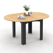 IDMarket - DONA tavolo da pranzo rotondo allungabile 4-8 persone piano effetto faggio nero 120-160 cm