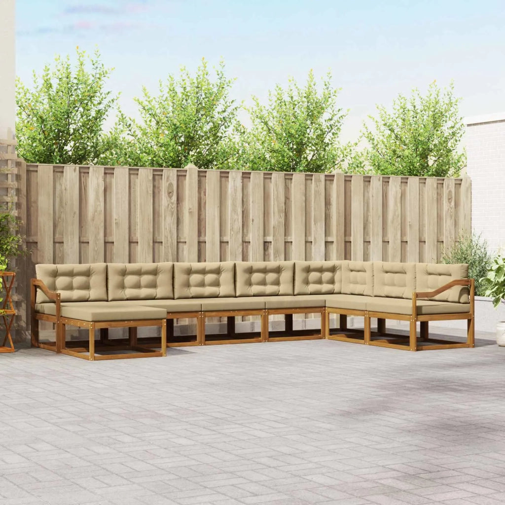 Set di divani da esterno con cuscino 8 pcs Naturale e Beige 3368016