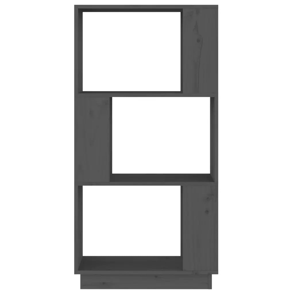 Libreria Divisorio-Scaffale per Libri-Mobile di Stoccaggio Grigio 51x25x101 cm Legno Massello di Pino
