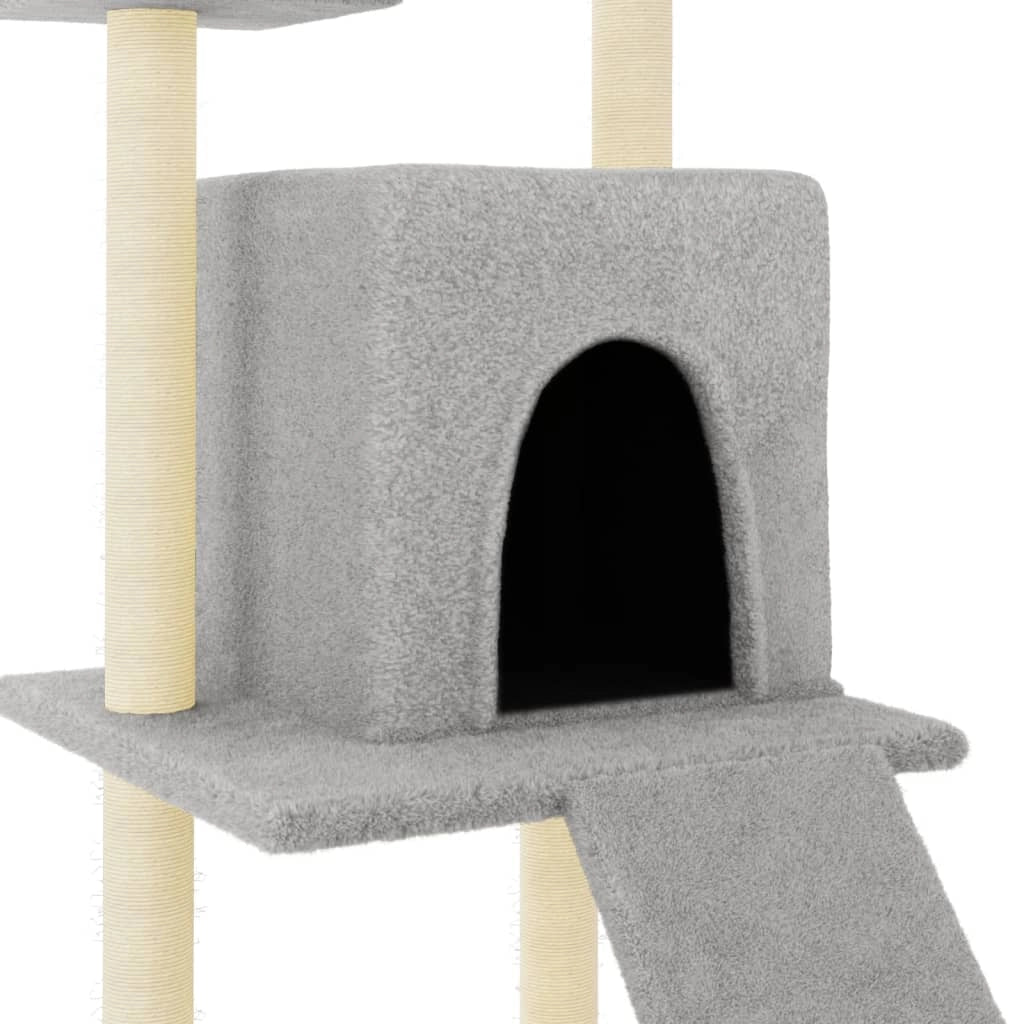 Tiragraffi per gatti torre per arrampicata giocattolo piattaforma per arrampicata con tiragraffi in sisal leggero 110 cm grigio 02_0022548