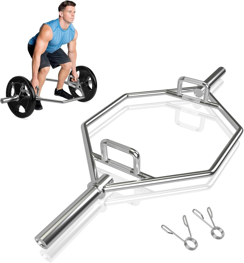 Trap Bar, Manubrio Esagonale con Manico Pieghevole, Barbell Barra Olimpica, Hex Bar Deadlift in Acciaio con Chiusura a Molla, fino a 363 kg per Casa e Palestra, Ø 50 mm