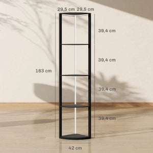 Lampada da terra LED RGB a 5 ripiani con telecomando e scaffale integrato, nero