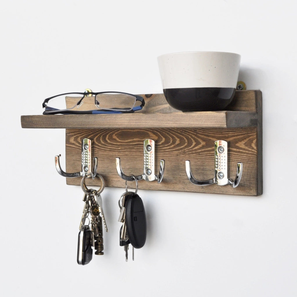 Mensola da parete in legno "Aa031" - 30 x 11 x 13 cm - Noce