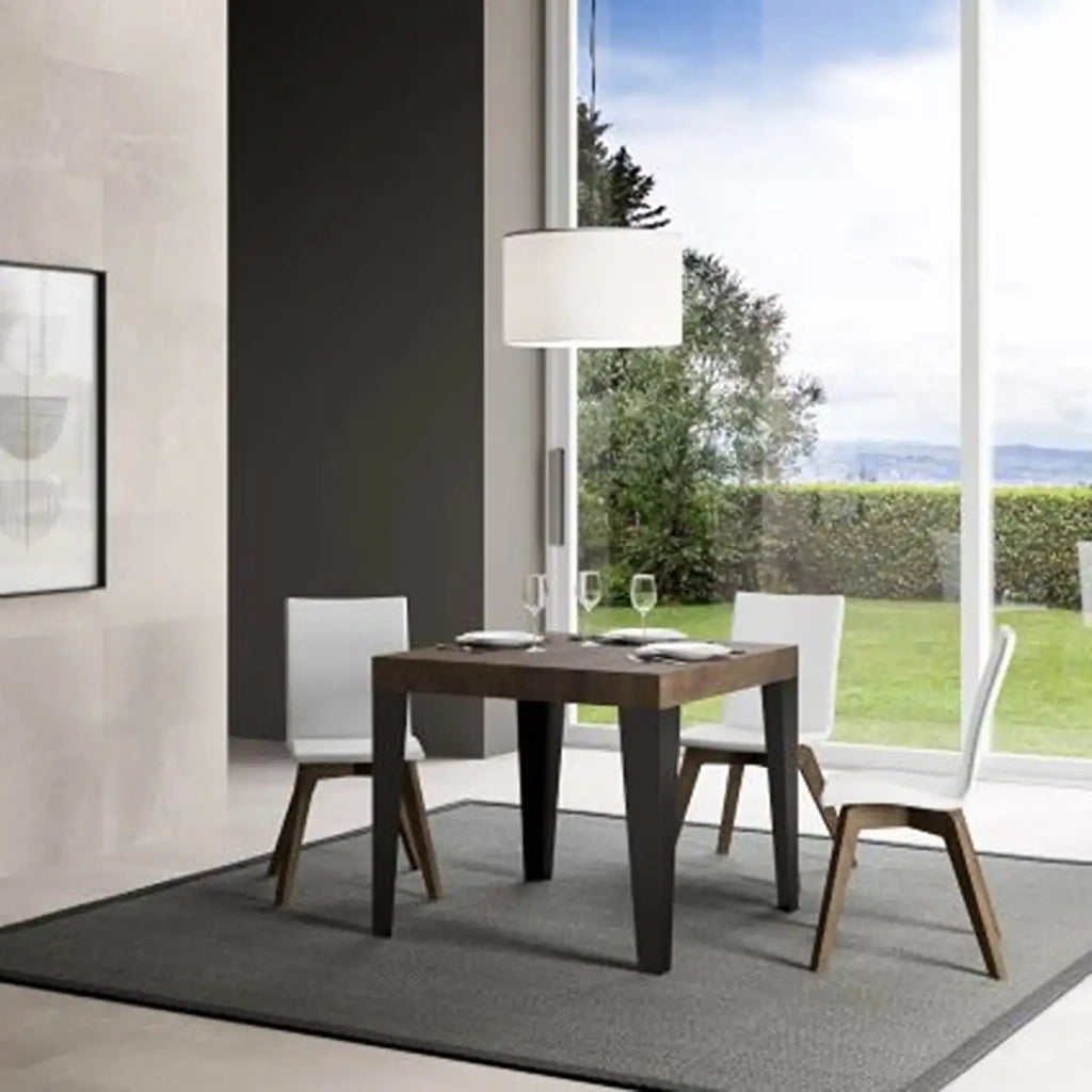Tavolo allungabile 200/460x90 cm Flame colore noce gambe antracite