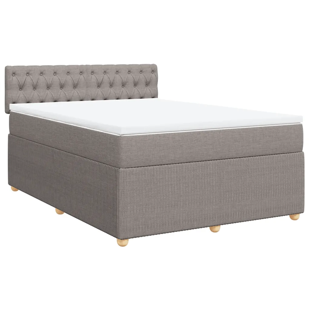 vidaXL Giroletto a Molle con Materasso Tortora 160x200 cm in Tessuto