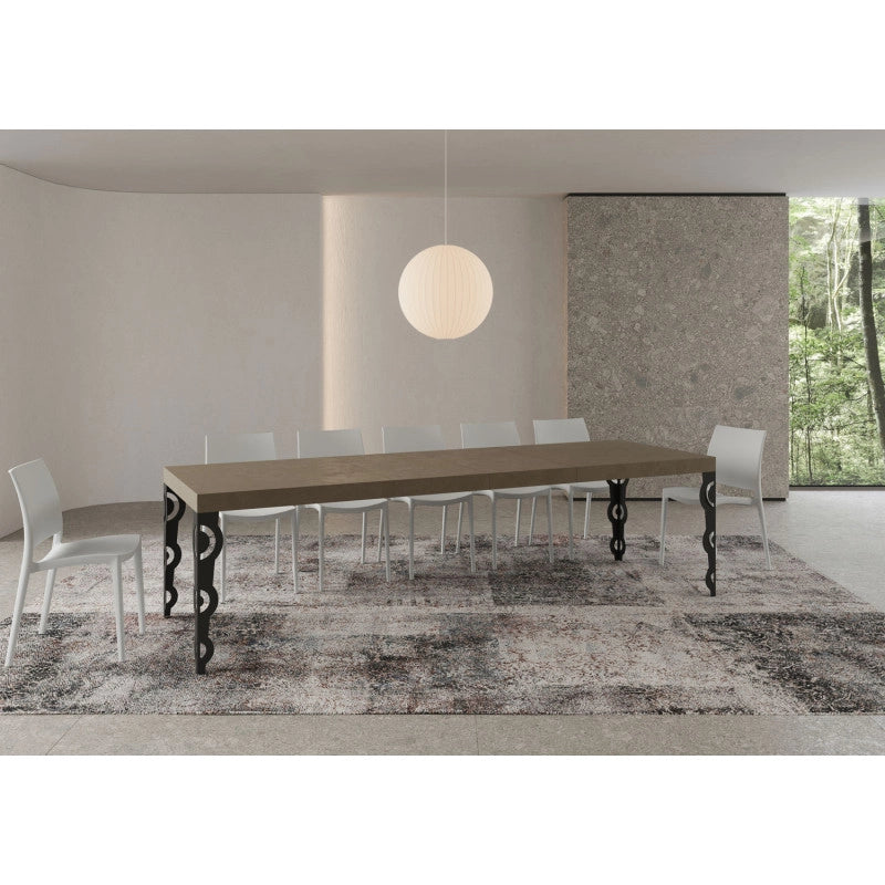 Tavolo allungabile 200/304x90 cm Karamay Premium telaio Antracite - Tortora