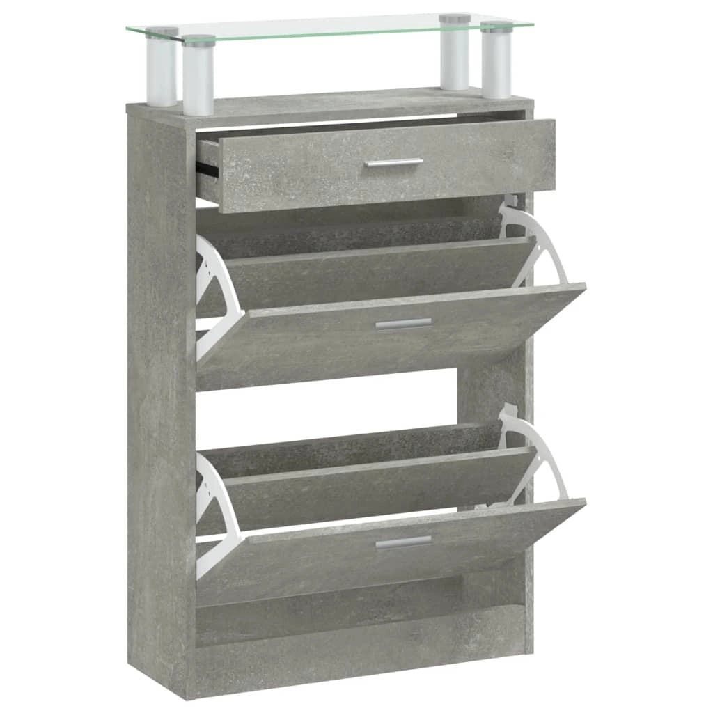 Scarpiera mobiletto portascarpe mobile per ingresso/corridoio/soggiorno 63 x 24 x 104 cm legno ingegnerizzato grigio 02_0021841