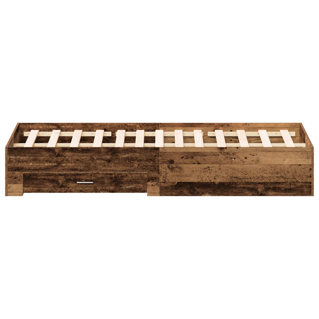 Struttura del letto  con cassetti in legno vecchio 180x200 cm in legno ingegnerizzato