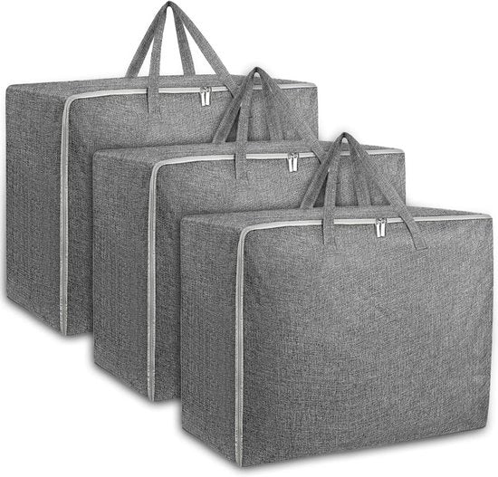 Set di 3 borse di stoccaggio con chiusura a zip - per coperte, abbigliamento e biancheria