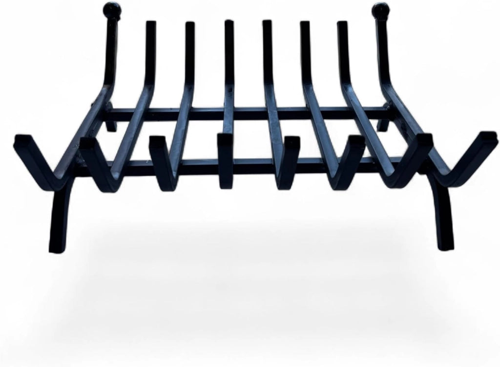 Brucialegna per Camino in Ferro, Porta legna Nero, Struttura 40x35x16 cm, Sezione 12 mm, con Sfere Verniciate, Made in Italy