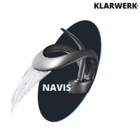 NAVIS | Rubinetto a cascata di design per bagno grigio titanio |Elegante rubinetto in acciaio inossidabile premium per lavelli|Miscelatore  2 attacchi